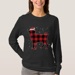 Red Plaid Pug Christmas Santa Hat Pajama Gift Dog T-Shirt