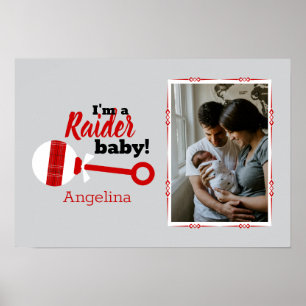 Red Plaid Rattle Raider Baby Photo Post Poster