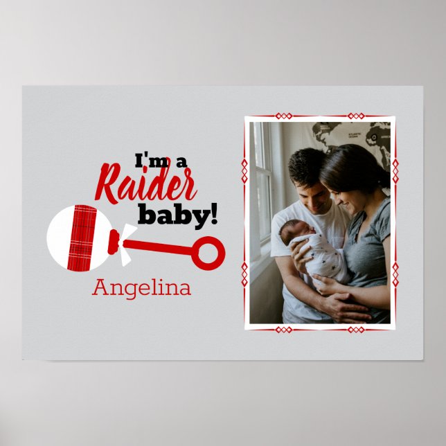 Red Plaid Rattle Raider Baby Photo Post Poster (Front)