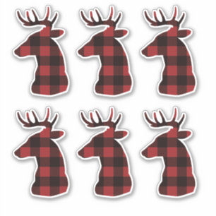 Red Plaid Reindeer Decal Stickers