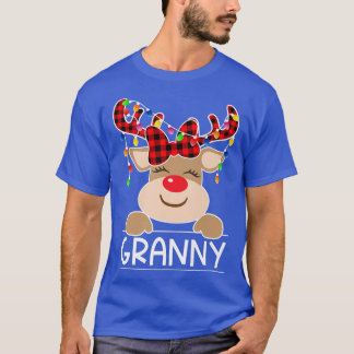 Red Plaid Reindeer Granny Christmas Light Christma T-Shirt