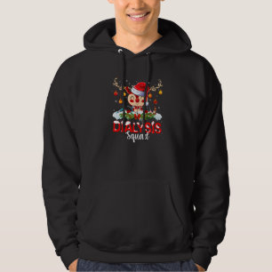Red Plaid Reindeer Santa Hat Dialysis Squad Nurse Hoodie