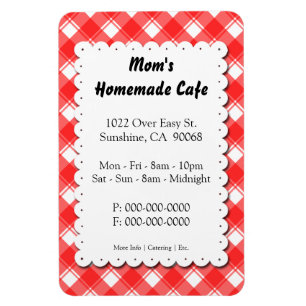 Red Plaid Restaurant Advertisement Template Magnet