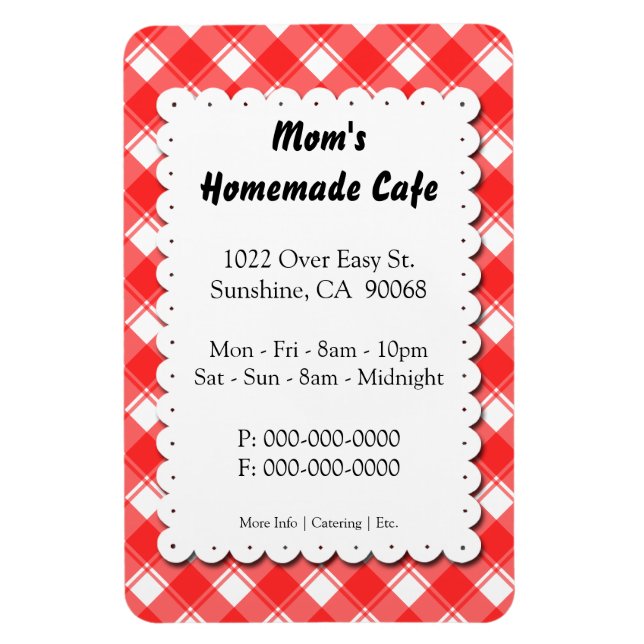 Red Plaid Restaurant Publicité Modèle Magnet (Vertical)
