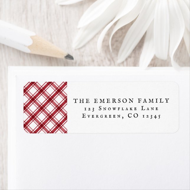 Red Plaid Return Address Label (Insitu)