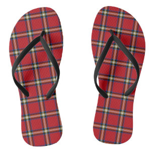 Red Plaid, Royal Stewart Tartan Flip Flops