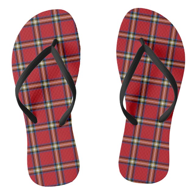 Red Plaid, Royal Stewart Tartan Flip Flops (Footbed)