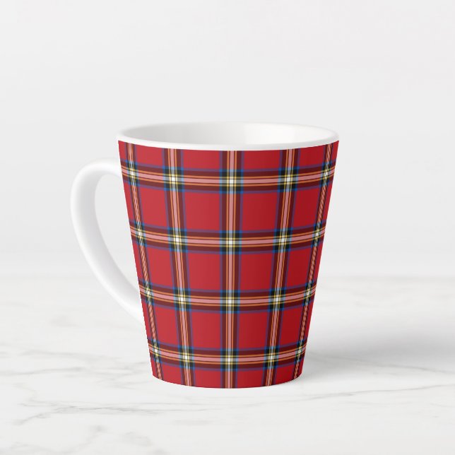 Red Plaid, Royal Stewart Tartan Latte Mug (Left Angle)