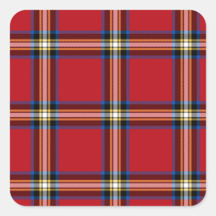 Red Plaid, Royal Stewart Tartan Square Sticker