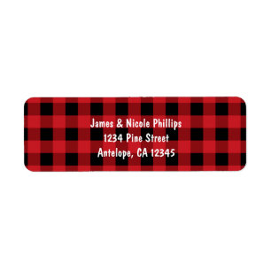 Red Plaid Rustic Country Holiday Address Labels