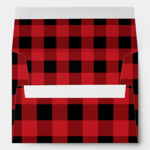 Red Plaid Rustic Country Holiday Card Envelopes