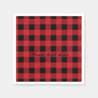 Red Plaid Rustic Country Holiday Christmas Napkins