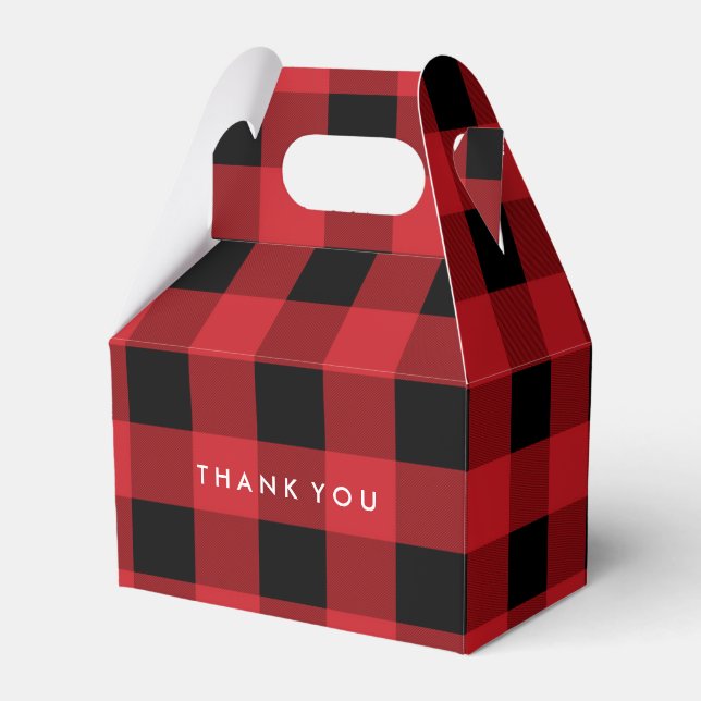 Red Plaid Rustic Country Holiday Party Favour Boxe Favor Box (Front Side)