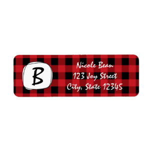 Red Plaid Rustic Frame Holiday Address Labels