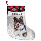 Red Plaid Rustic Pine Trees Dog Bone Pet Photo