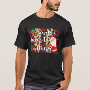 Red Plaid Santa S Favourite Nicu Nurse Christmas X T-Shirt