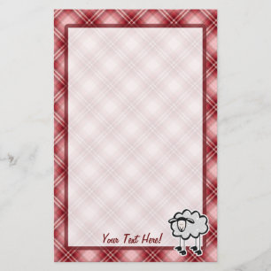 Red Plaid Sheep Stationery