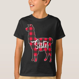 Red Plaid Sister Llama Christmas Matching Family P T-Shirt