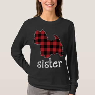 Red Plaid Sister Westie Christmas Dad Matching Fam T-Shirt