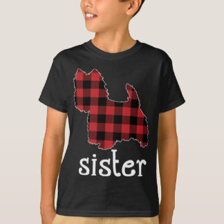 Red Plaid Sister Westie Christmas Dad Matching Fam T-Shirt