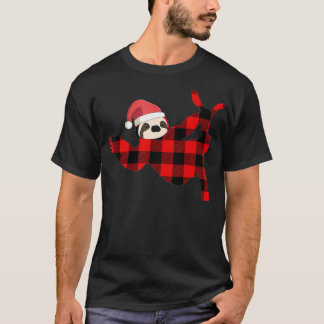Red Plaid Sloth Pajama Family Buffalo Christmas  ( T-Shirt