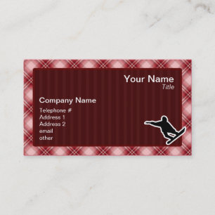 Red Plaid Snowboarding Business Card