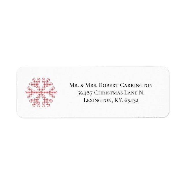 Red Plaid Snowflake Typography Return Address (Front)