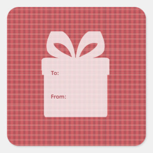 Red Plaid Square Sticker