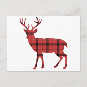 Red Plaid Tartan Pattern Christmas Holiday Deer