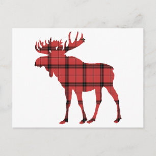 Red Plaid Tartan Pattern Christmas Holiday Moose