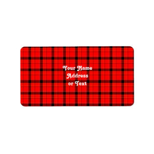Red Plaid Tartan Pattern Label