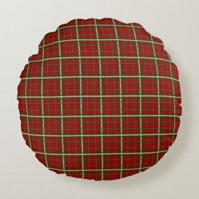 Red Plaid Tartan Pattern  Round Pillow (Front)