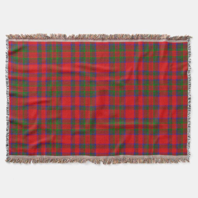 Red Plaid Tartan Throw Blanket (Front)