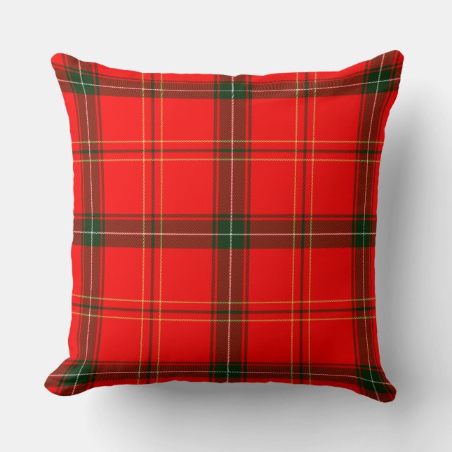 Red Plaid Tartan Throw Pillow (Front)