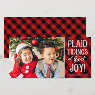 Red Plaid Tidings One Photo Holiday Card