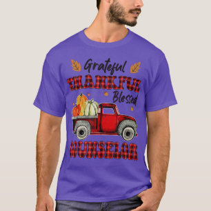 Red Plaid Truck Counsellor Thankful Grateful Bless T-Shirt