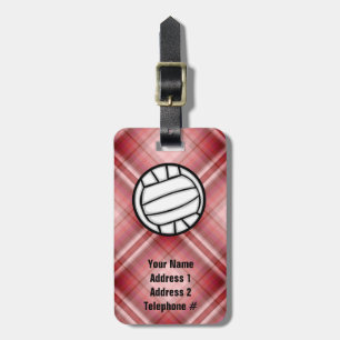 Red Plaid Volleyball Luggage Tag