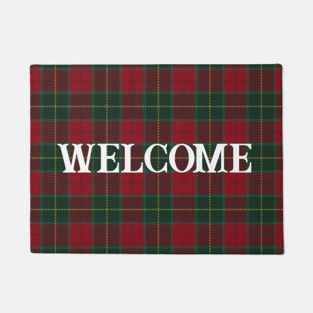Red Plaid Welcome Doormat (Front)