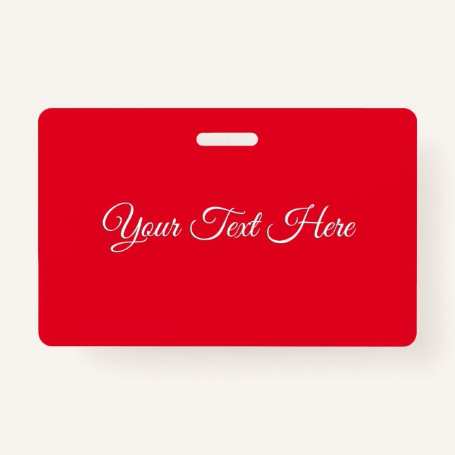 Red Plain Elegant Minimalist Calligraphy Badge (Front)