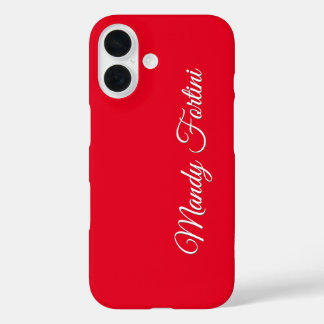 Red Plain Elegant Minimalist Calligraphy iPhone 16 Case