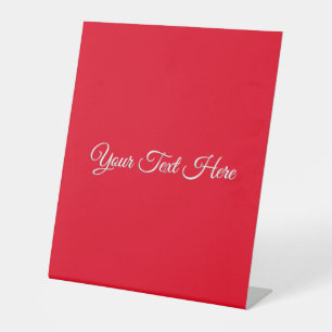 Red Plain Elegant Minimalist Calligraphy Pedestal Sign