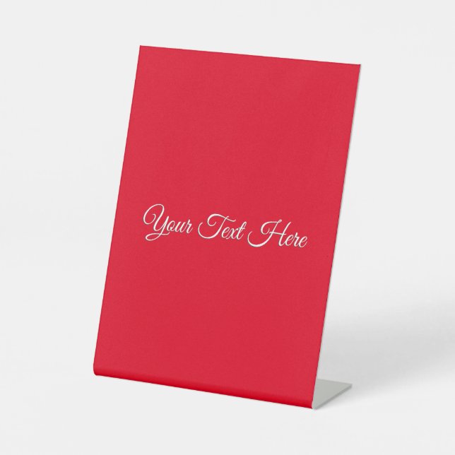 Red Plain Elegant Minimalist Calligraphy Pedestal Sign (Front)