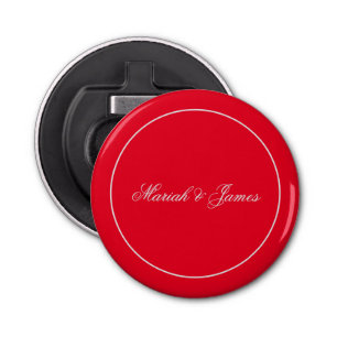 Red Plain Elegant Minimalist Names Calligraphy Bottle Opener