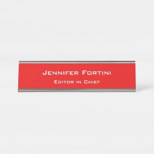 Red Plain Elegant Modern Minimalist Desk Name Plate