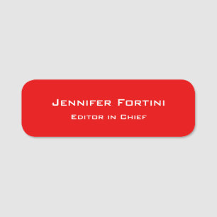 Red Plain Elegant Modern Minimalist Name Tag