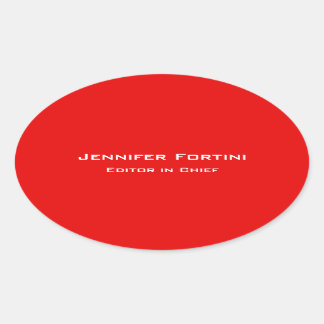 Red Plain Elegant Modern Minimalist Oval Sticker