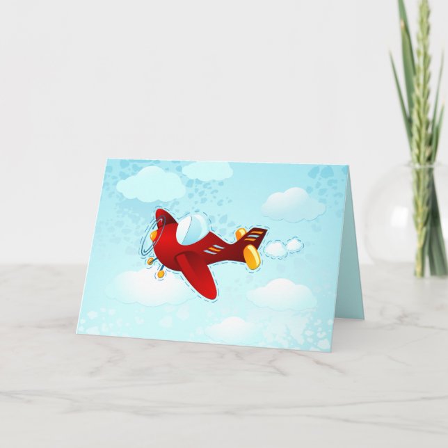 Red plane, greeting card (Front)