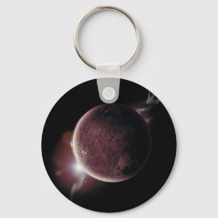 red planet in the universe with aura and stars keychain