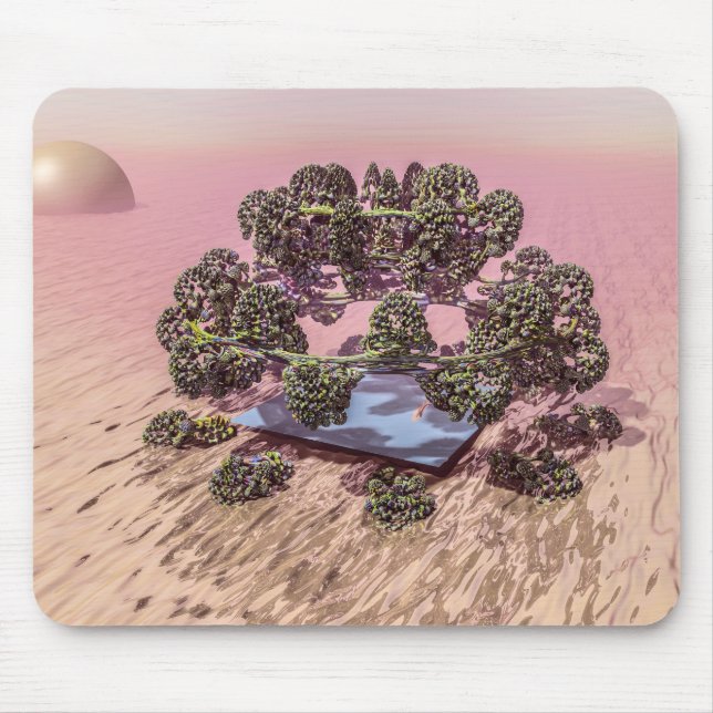 Red Planet Mars Fractal Art Fantastic Surreal Dawn Mouse Pad (Front)