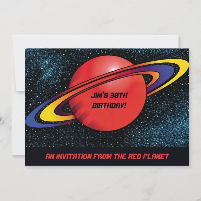 Red Planet Party Invitation (Front)